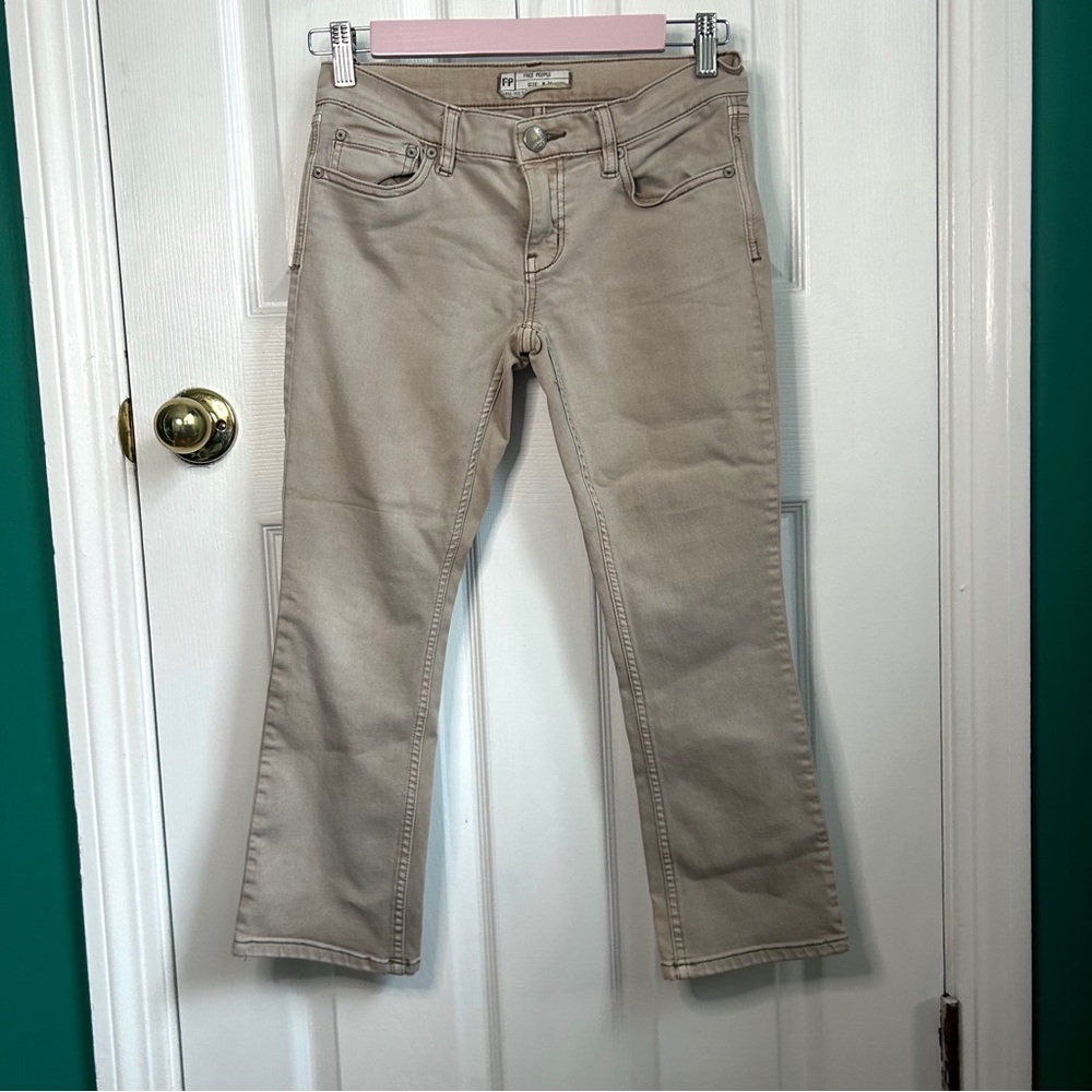 Free People Beige Crop Jeans Size 24